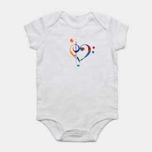 Treble Bass Clef Heart Art Baby Bodysuit